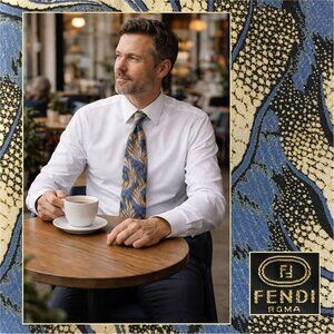 Vintage FENDI ROMA Abstract Silk Necktie